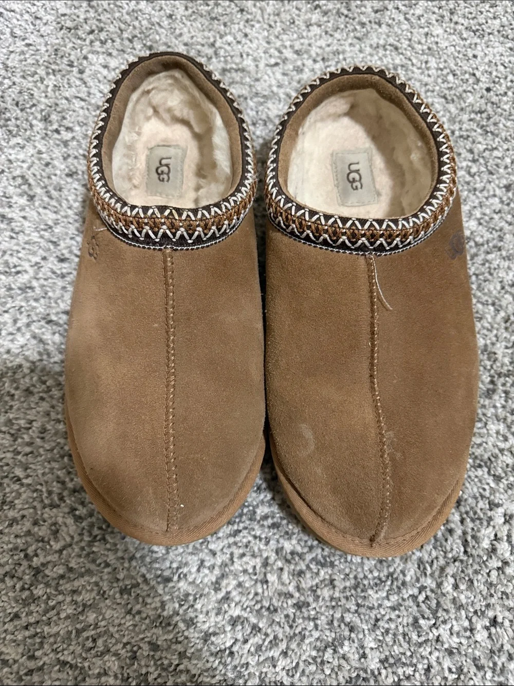 UGG Men's Chestnut Suede Shearling Slip-On Mules